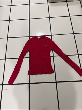 Lacoste Bright Red Cable-Knit Crewneck Sweater